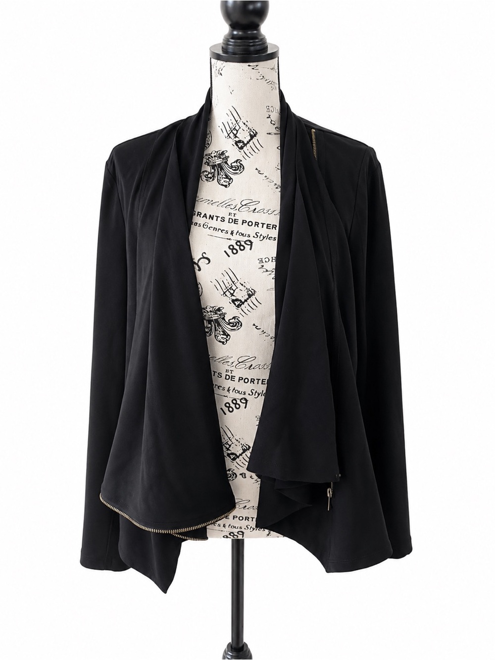 NWT Simply Vera Vera Wang Black Draped Zip Jacket XL